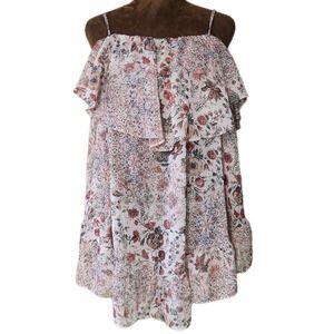 Victoria's Secret Nashville Boho County Floral Ruffled Babydoll Top Size L Metal